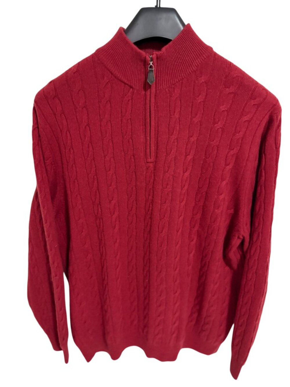 Daniel Bishop 100% Cashmere Cable Knit Sweater Quarter Zip Mens Size XL Red